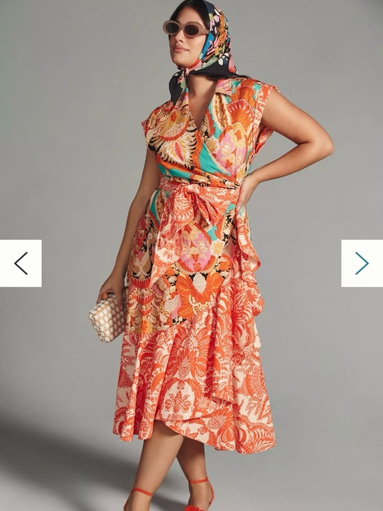 Anthropologie Dresses & Skirts - By Anthropologie V-Neck Wrap Dress Cotton Midi Colorful Tropical Size 3X